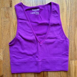 GARAGE purple v neck ribbed - x small